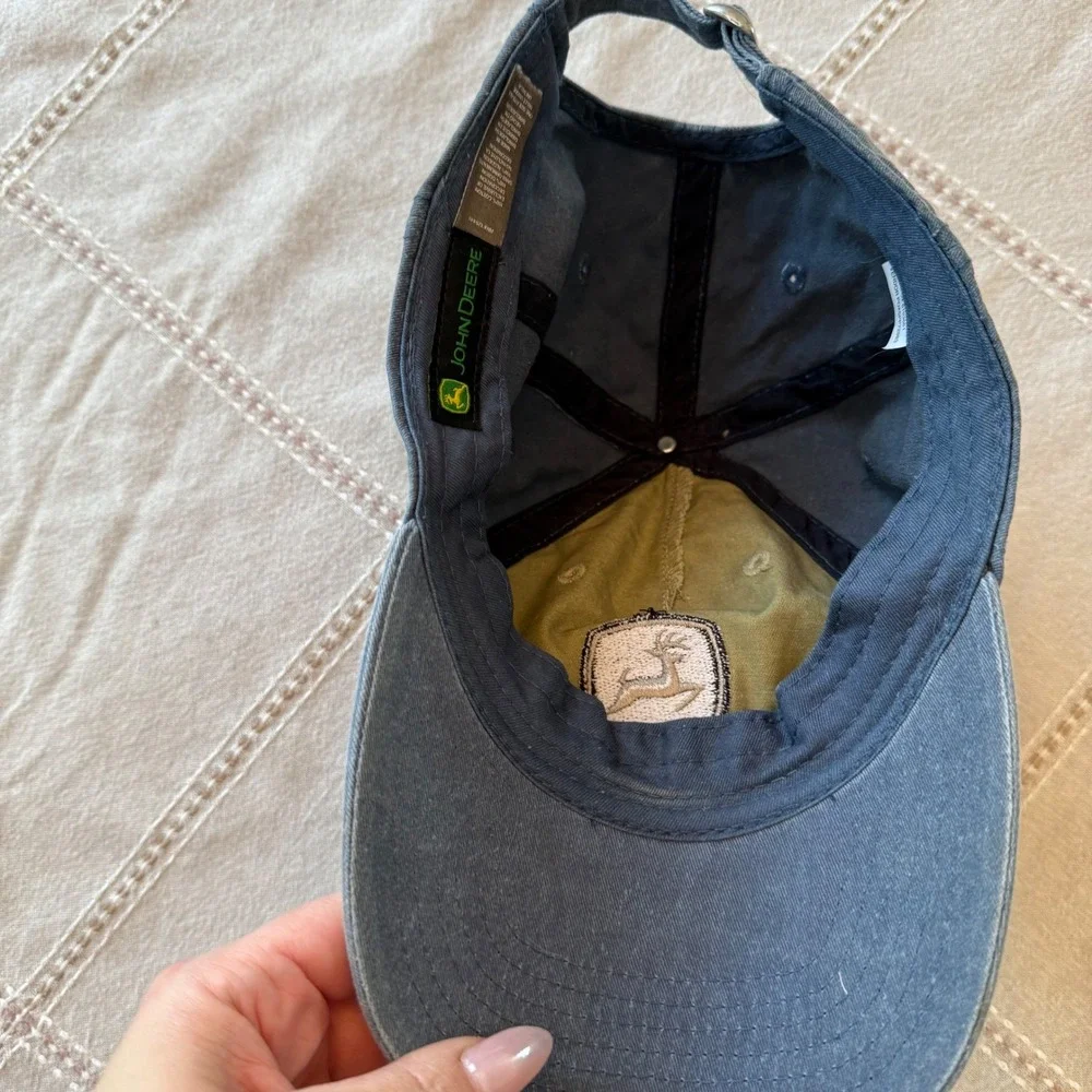 John Deere Baseball Cap Tan Green Embroidered Logo Adjustable Strap‎ One Size